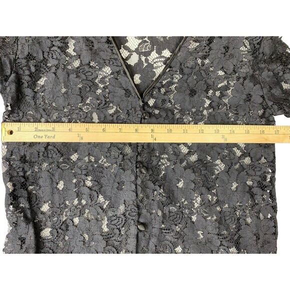VTG Albert Nipon Black Floral Lace Jacket Top Sheer Long Sleeve Evening Size 6 - Picture 8 of 9